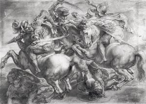 Slaget ved Anghiari etter Leonardo da Vinci (1452-1519) av Peter Paul Rubens